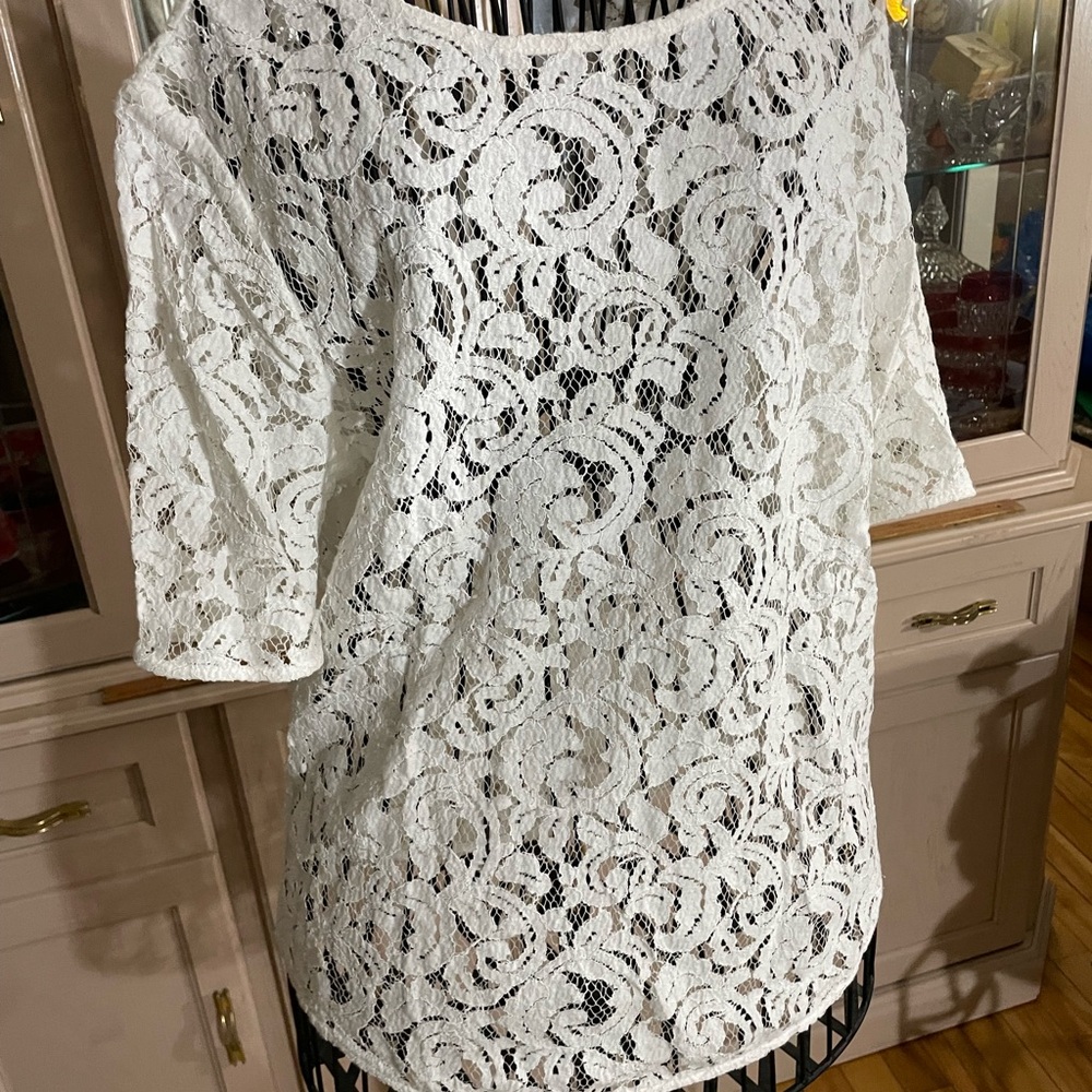 White Lace Overlay Top